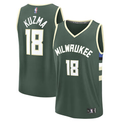 Fanatics Kyle Kuzma Milwaukee Bucks Fast Break Replica Player Jersey Icon Edition Hunter Green