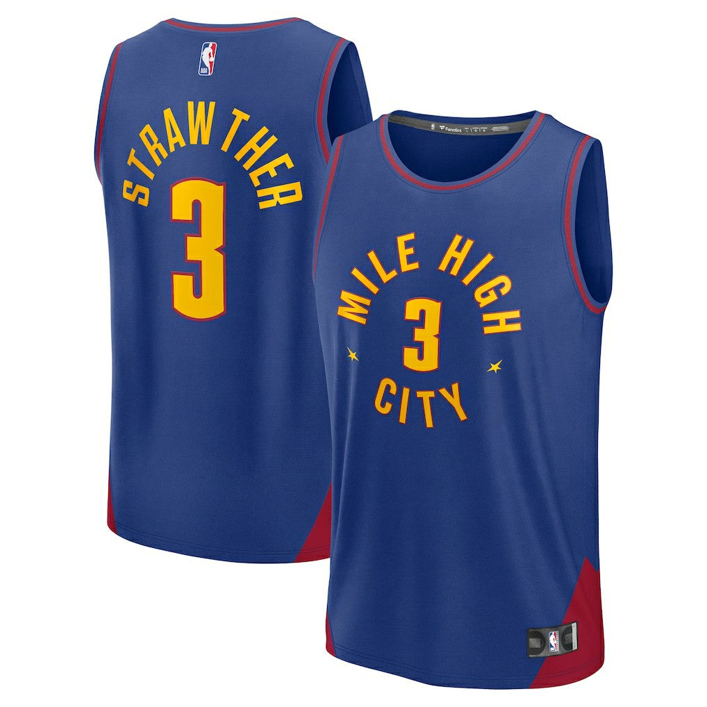Fanatics Julian Strawther Denver Nuggets Fast Break Replica Player Jersey Statement Editi- Blue