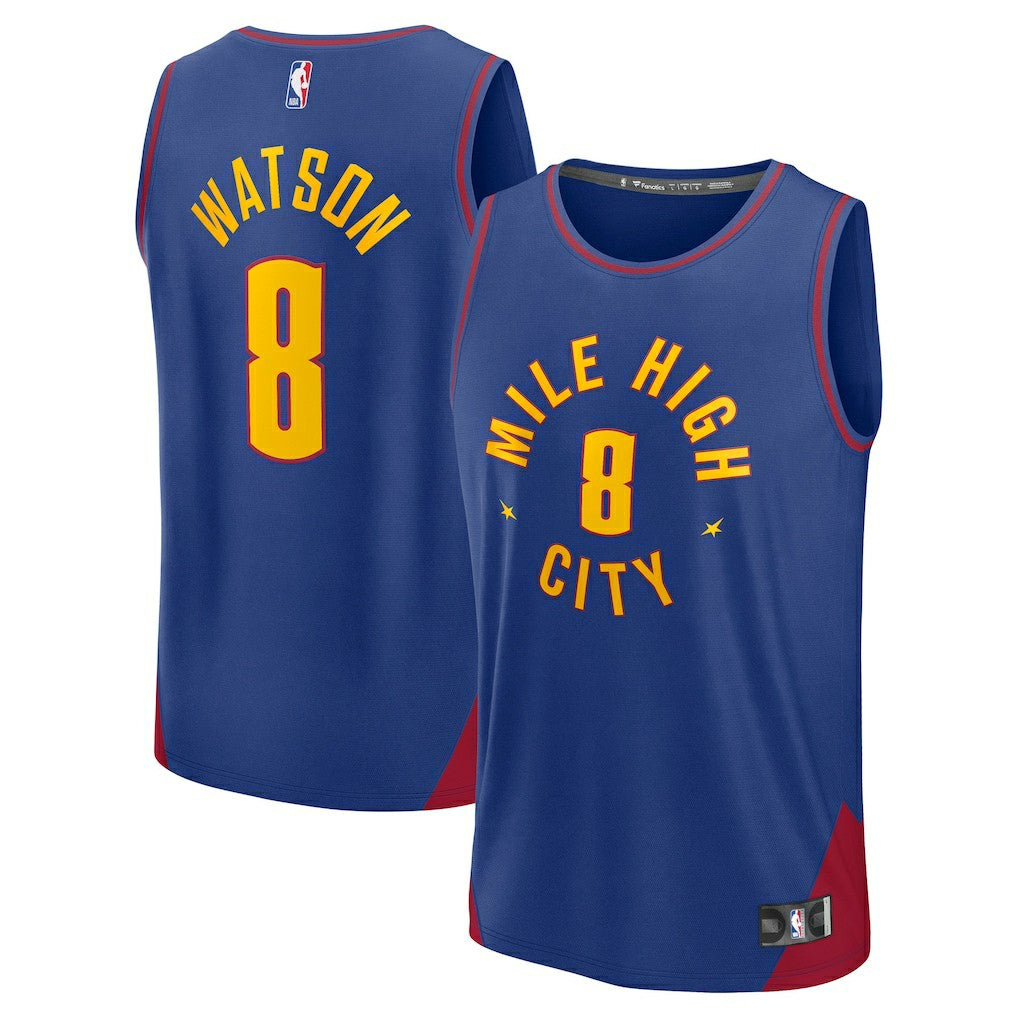 Fanatics Peyton Watson Denver Nuggets Fast Break Replica Player Jersey Statement Editi- Blue