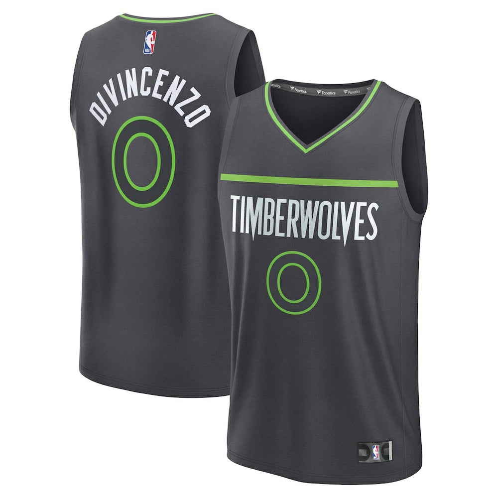 Fanatics Donte DiVincenzo Minnesota Timberwolves Fast Break Replica Player Jersey Statement Edition Charcoal