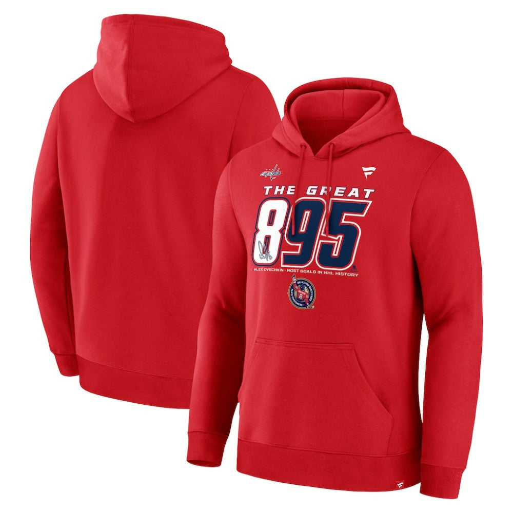 Alexander Ovechkin Washington Capitals Fanatics NHL All-Time Leading Goal Scorer The Great 895 Pullover Hoodie - Athletic Red | Fanatics discount