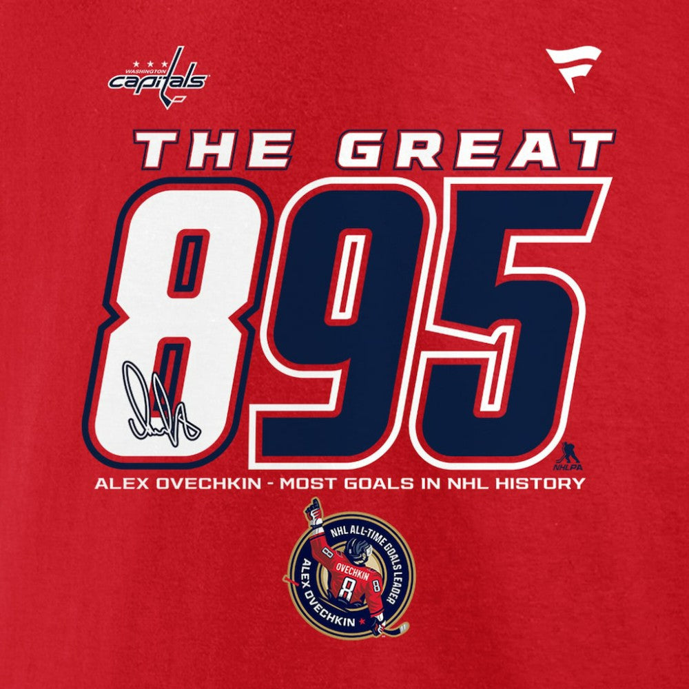 Alexander Ovechkin Washington Capitals NHL All-Time Leading Goal Scorer 895 T-Shirt - Red | NHL Lifestyle