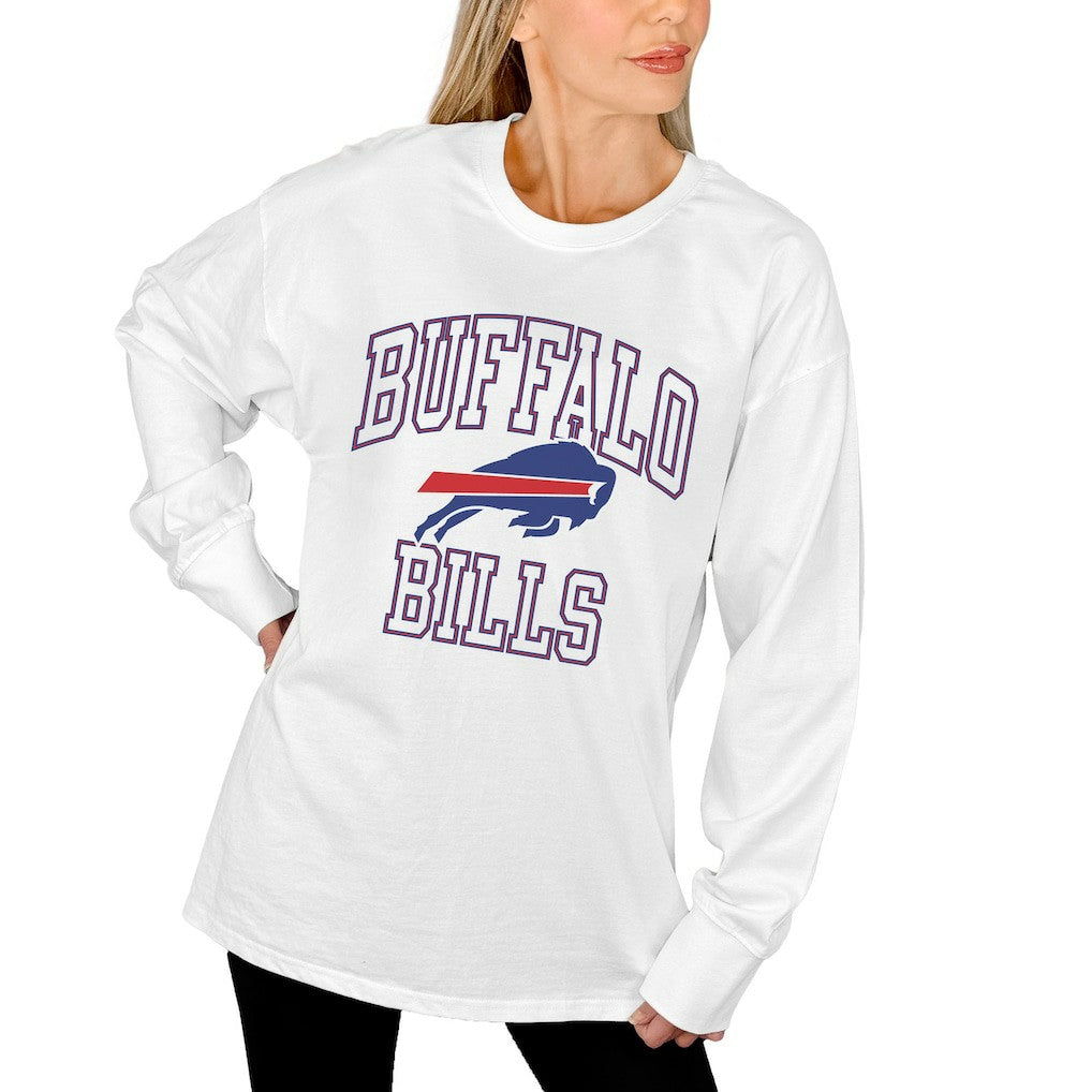 Buffalo Bills Gameday Couture Women's Mind Games Oversized Long Sleeve T-Shirt - White - NFL
