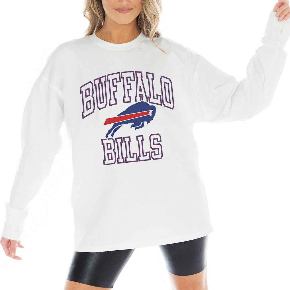 Buffalo Bills Gameday Couture Women's Mind Games Oversized Long Sleeve T-Shirt - White - NFL