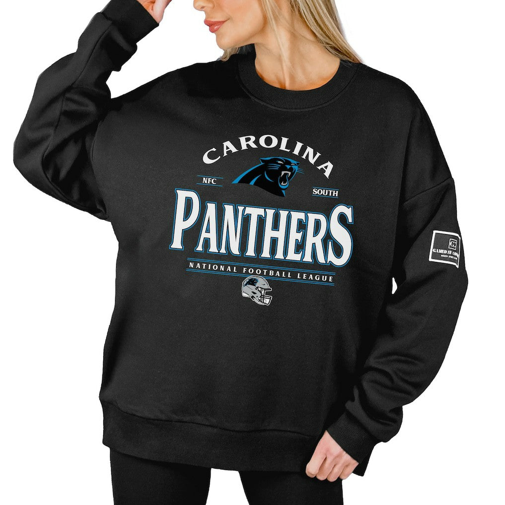 Carolina Panthers Gameday Couture Women's Oversized Players Only Black Label Pullover Sweatshirt - Black - NFL