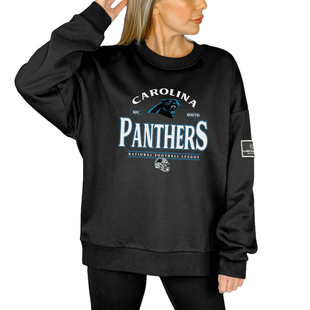 Carolina Panthers Gameday Couture Women's Oversized Players Only Black Label Pullover Sweatshirt - Black - NFL