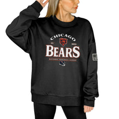 Chicago Bears Gameday Couture Women's Oversized Players Only Black Label Pullover Sweatshirt - Black - NFL
