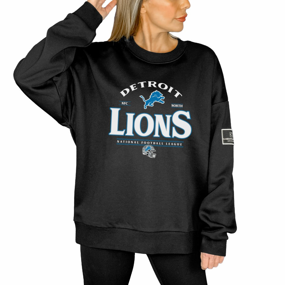 Detroit Lions Gameday Couture Women's Oversized Players Only Black Label Pullover Sweatshirt - Black - NFL