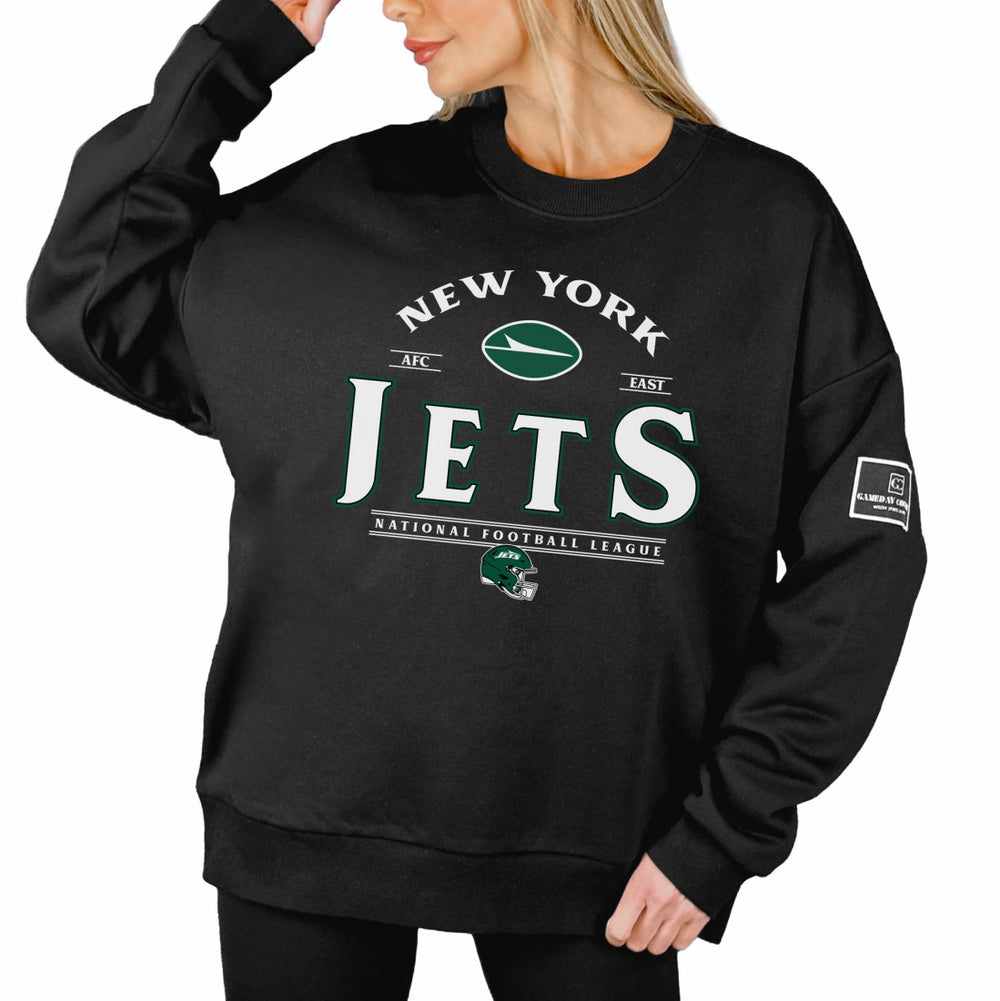 New York Jets Gameday Couture Women's Oversized Players Only Black Label Pullover Sweatshirt - Black - NFL