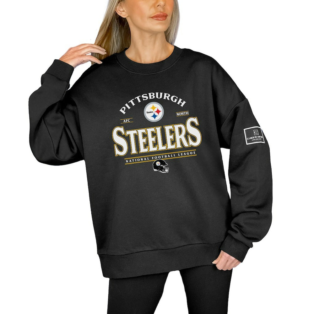 Pittsburgh Steelers Gameday Couture Women's Oversized Players Only Black Label Pullover Sweatshirt - Black - NFL