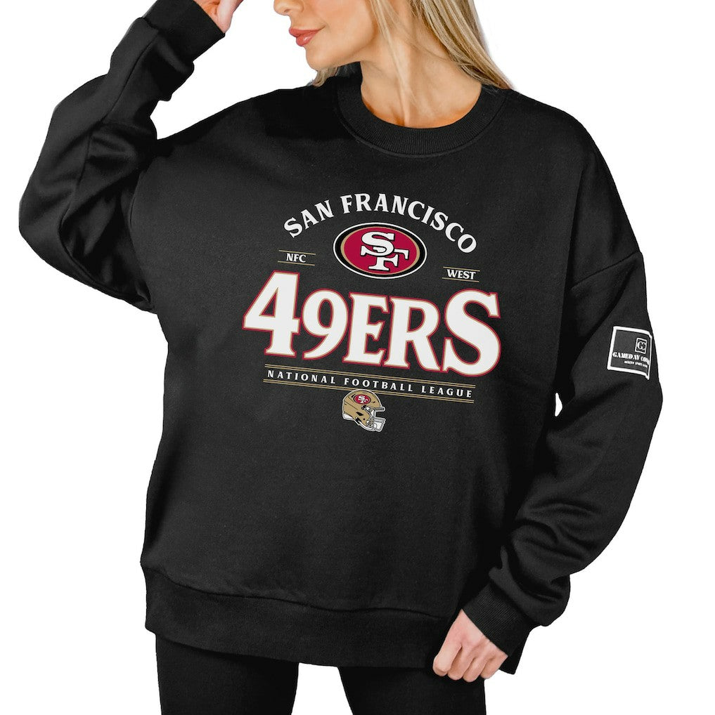 San Francisco 49ers Gameday Couture Women's Oversized Players Only Black Label Pullover Sweatshirt - Black - NFL