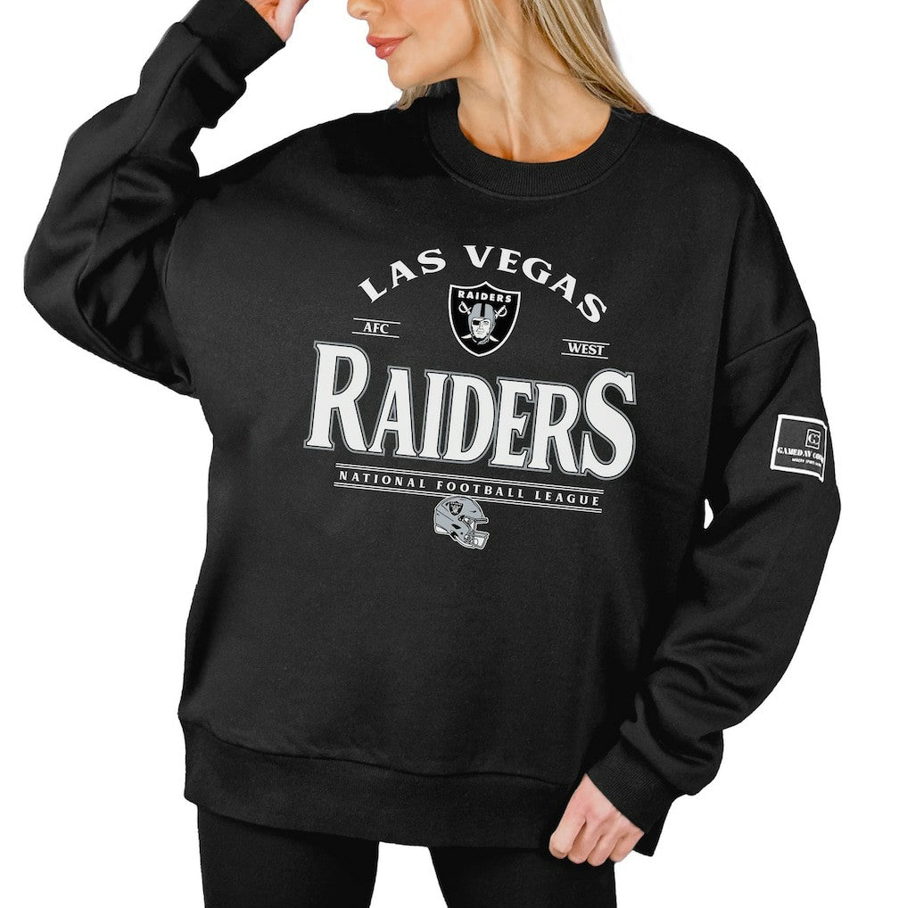 Las Vegas Raiders Gameday Couture Women's Oversized Players Only Black Label Pullover Sweatshirt - Black - NFL