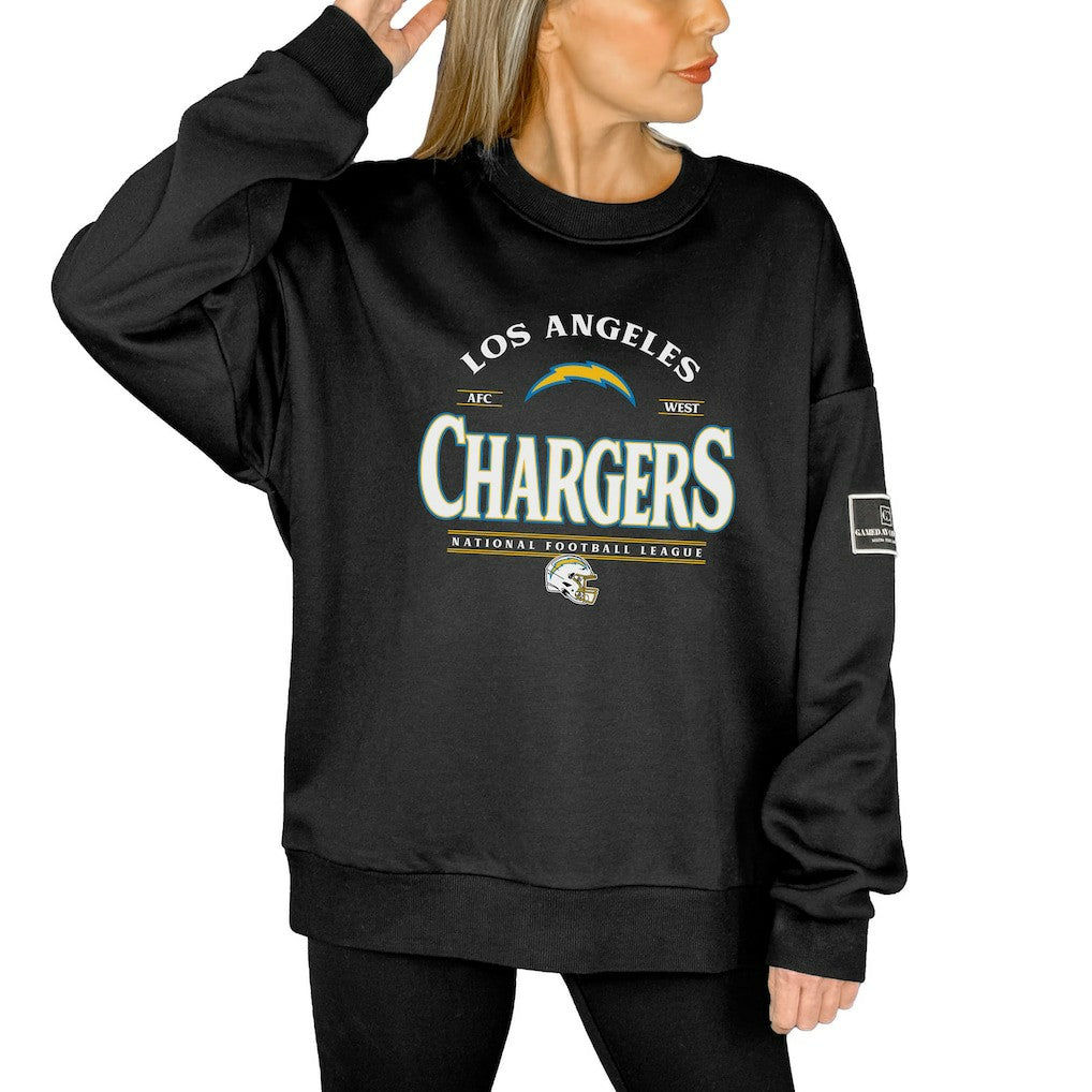 Los Angeles Chargers Gameday Couture Women's Oversized Players Only Black Label Pullover Sweatshirt - Black - NFL