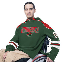 Minnesota Wild G-III Sports by Carl Banks Adaptive Wear Lord Stanley Hooded Long Sleeve Sweatshirt - Green | NHL Clearance