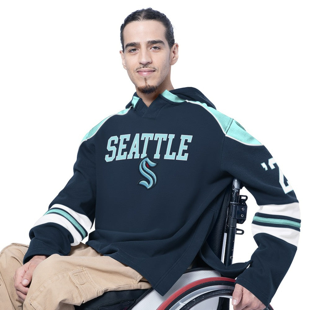 Seattle Kraken G-III Sports by Carl Banks Adaptive Wear Lord Stanley Hooded Long Sleeve Sweatshirt - Navy | NHL on sale