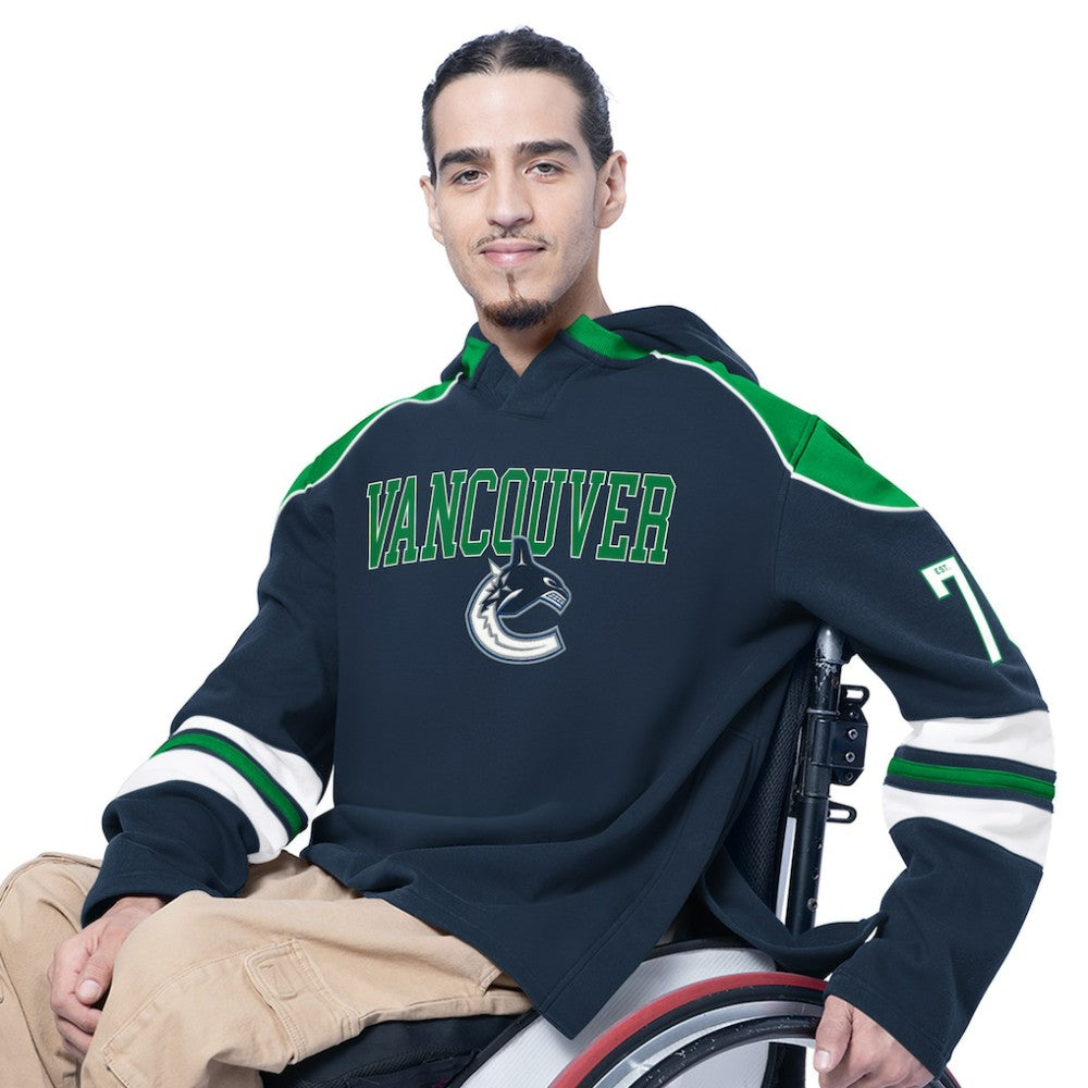 Vancouver Canucks G-III Sports by Carl Banks Adaptive Wear Lord Stanley Hooded Long Sleeve Sweatshirt - Blue | NHL Clearance