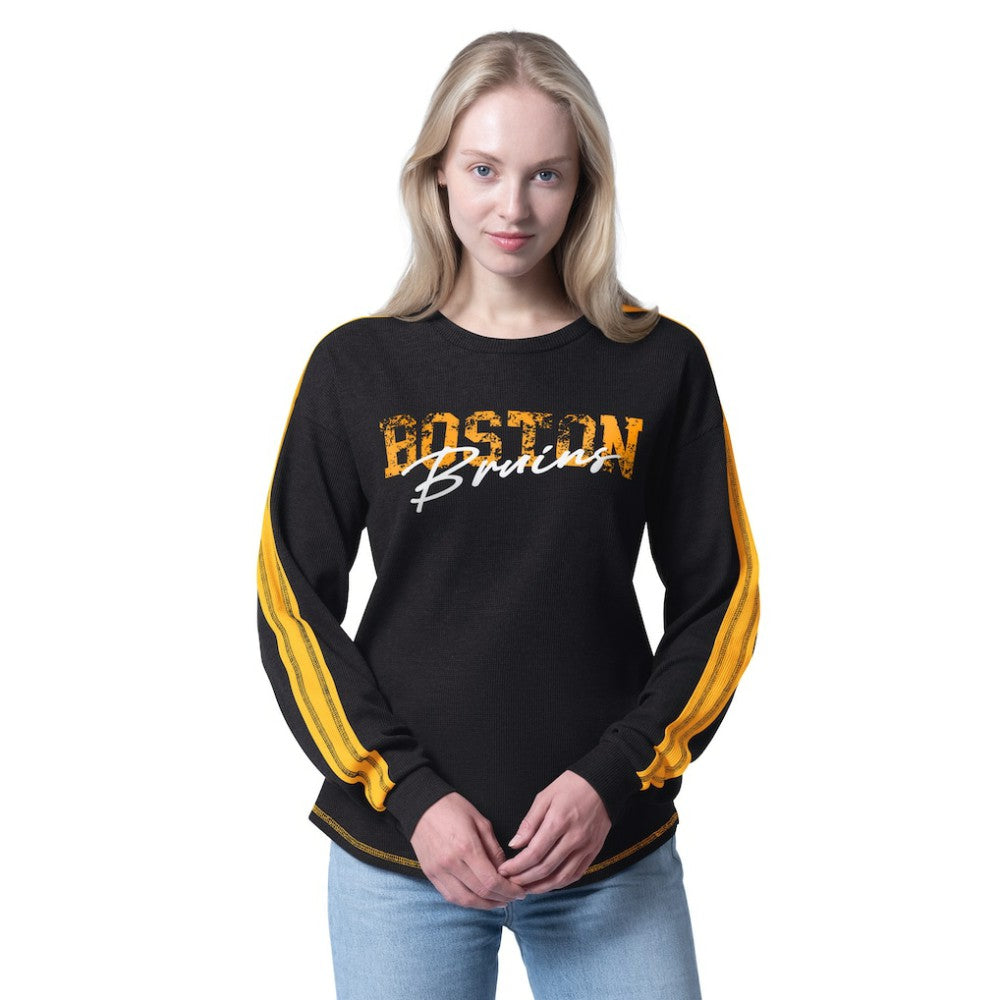 Boston Bruins G-III 4Her by Carl Banks Women's Advantage Thermal Long-Sleeve Tri-Blend T-Shirt - Black | NHL near me