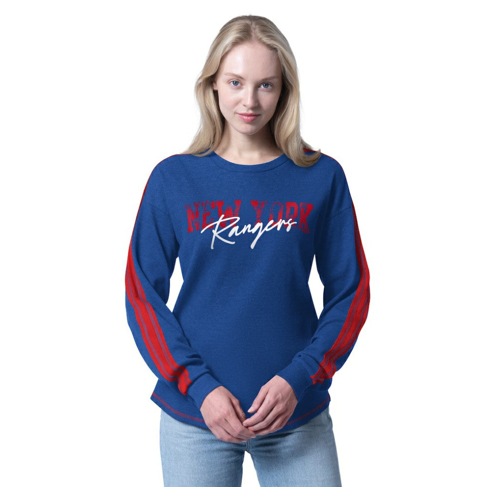 New York Rangers G-III 4Her by Carl Banks Women's Advantage Thermal Long-Sleeve Tri-Blend T-Shirt - Blue | NHL discount