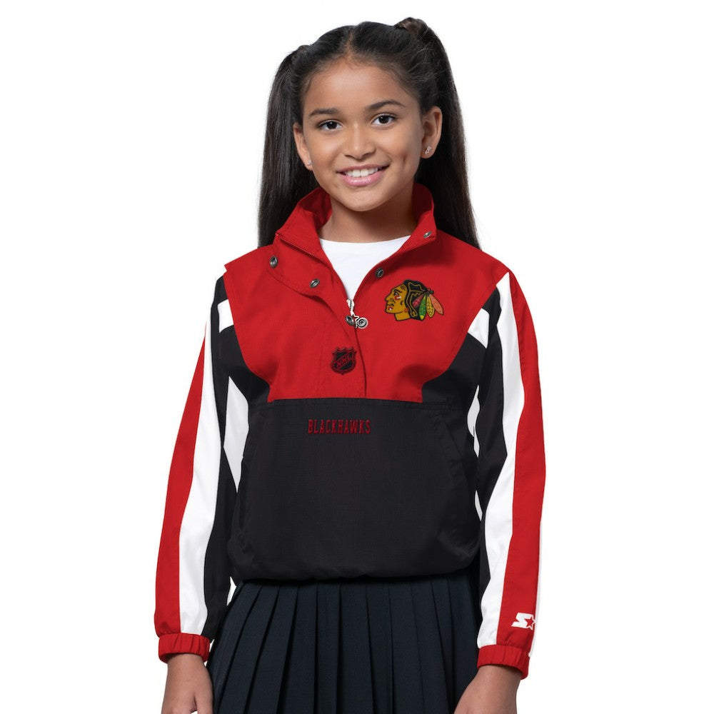 Chicago Blackhawks Starter Girls Key Player Half Zip Jacket - Black/Red | NHL discount