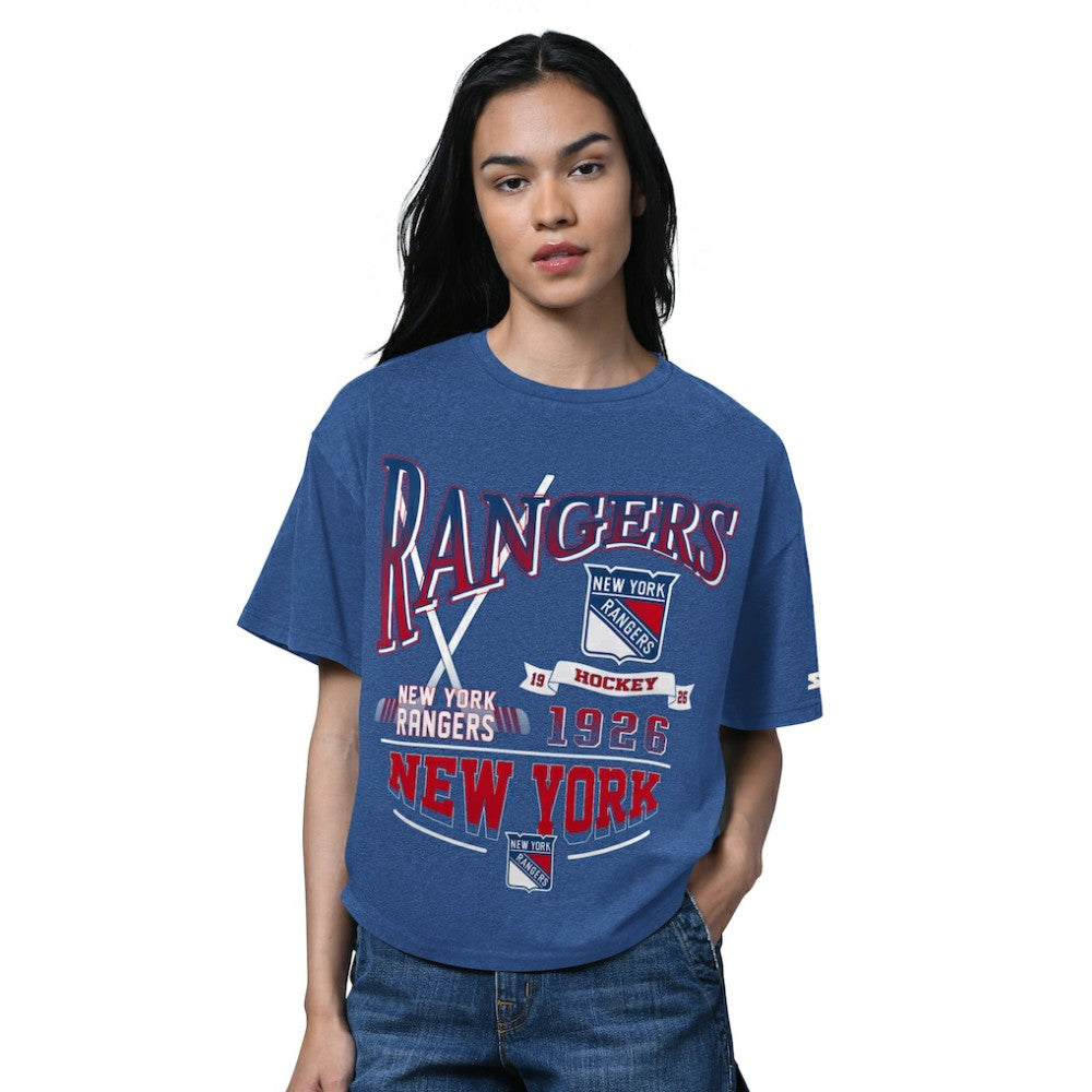 New York Rangers Starter Women's Oversized Hall of Fame T-Shirt - Heather Blue | NHL Lifestyle