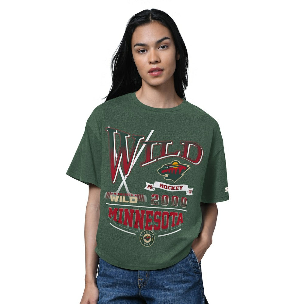 Minnesota Wild Starter Women's Oversized Hall of Fame T-Shirt - Heather Green | NHL near me