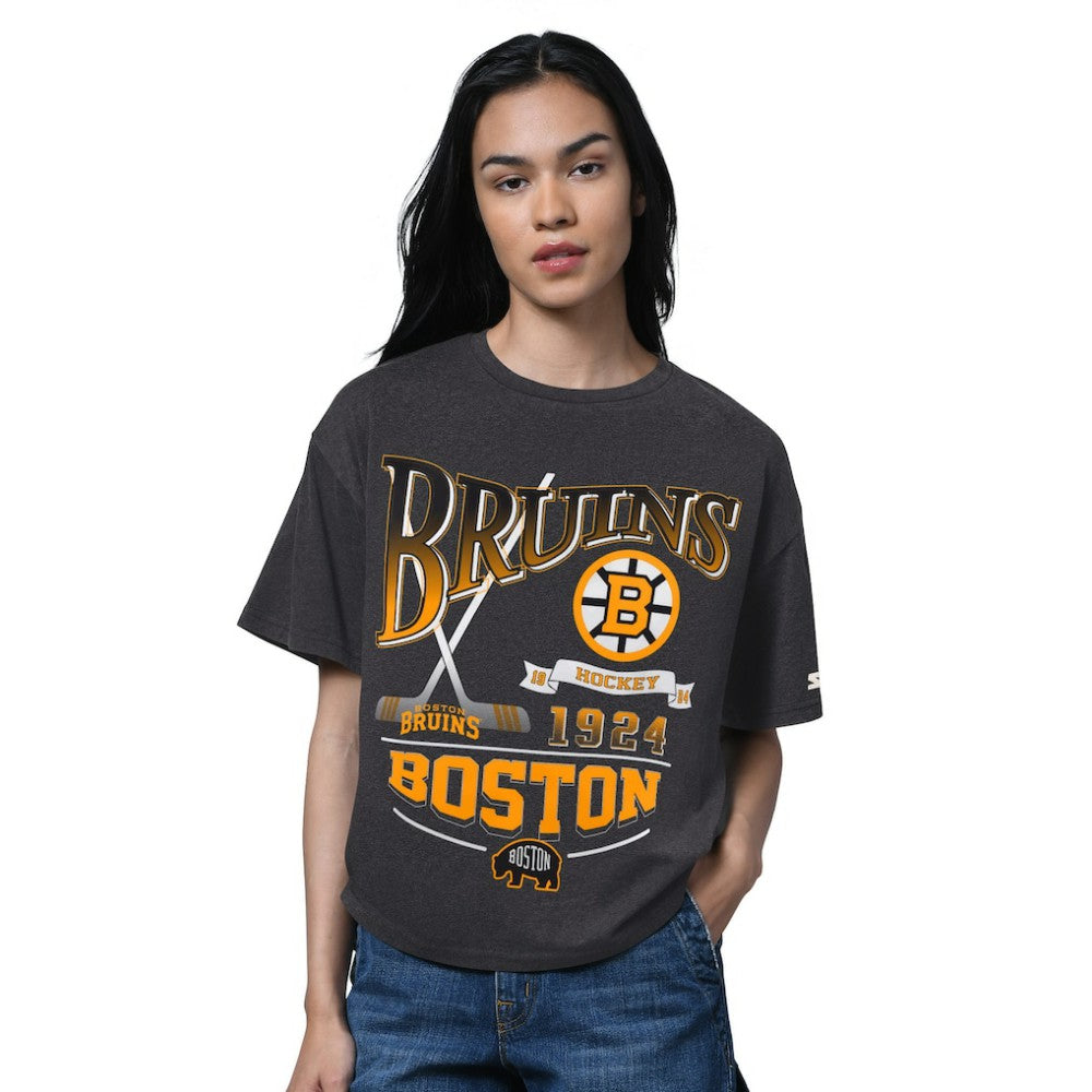 Boston Bruins Starter Women's Oversized Hall of Fame T-Shirt - Heather Black | NHL online