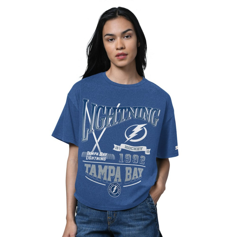 Tampa Bay Lightning Starter Women's Oversized Hall of Fame T-Shirt - Heather Blue | NHL online