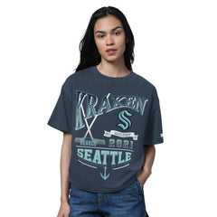 Seattle Kraken Starter Women's Oversized Hall of Fame T-Shirt - Heather Deep Sea Blue | NHL sale