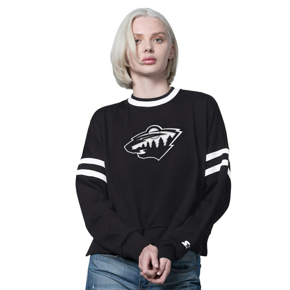 Minnesota Wild Starter Women's Rally Fleece Cropped Sweatshirt - Black | NHL sale
