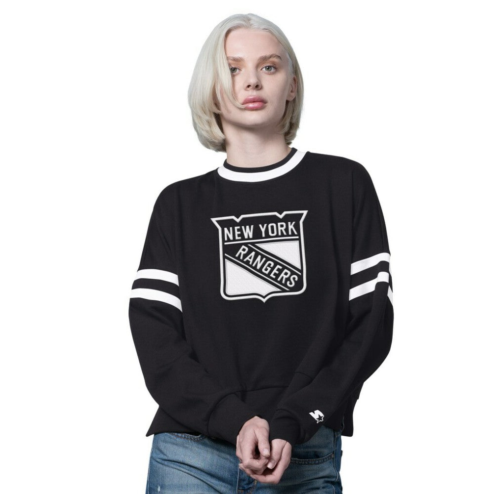 New York Rangers Starter Women's Rally Fleece Cropped Sweatshirt - Black | NHL online
