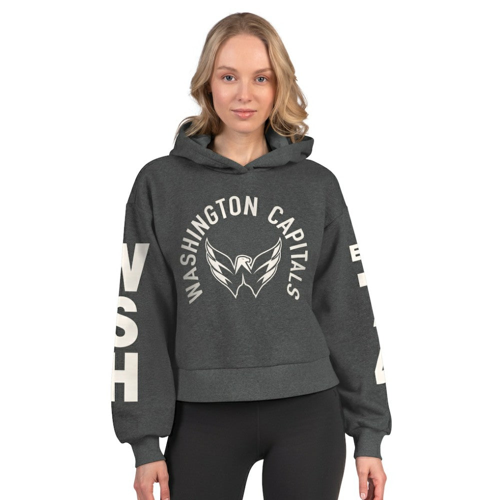 Washington Capitals Starter Women's Star Player Cropped Fleece Hoodie - Heather Charcoal | NHL Lifestyle