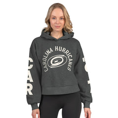Carolina Hurricanes Starter Women's Star Player Cropped Fleece Hoodie - Heather Charcoal | NHL near me