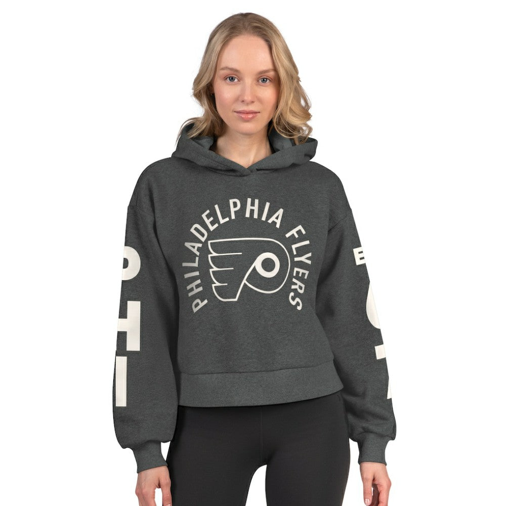 Philadelphia Flyers Starter Women's Star Player Cropped Fleece Hoodie - Heather Charcoal | NHL on sale