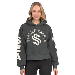Seattle Kraken Starter Women's Star Player Cropped Fleece Hoodie - Heather Charcoal | NHL near me
