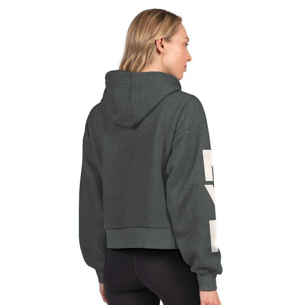 New York Rangers Starter Women's Star Player Cropped Fleece Hoodie - Charcoal | NHL Lifestyle