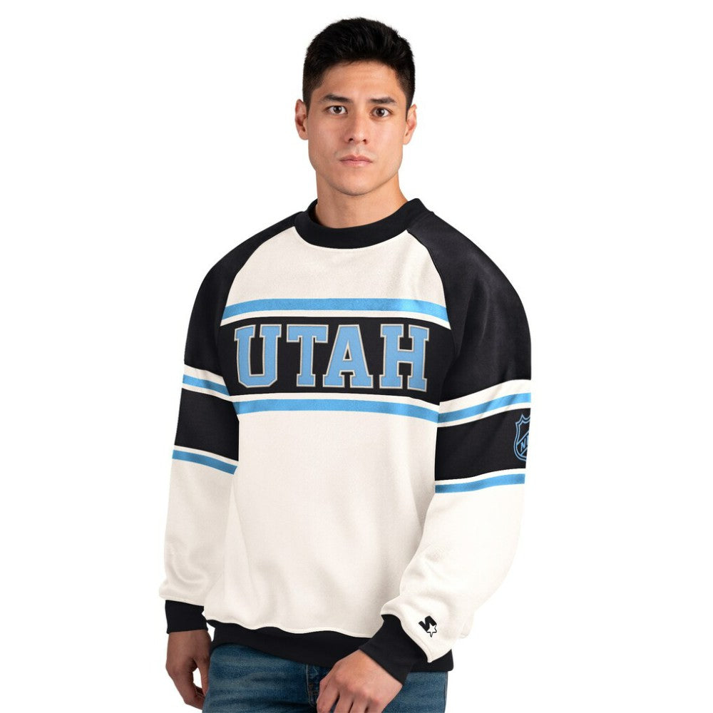 Utah Mammoth Starter Male Adult Defense Fleece Crewneck Sweatshirt - White | NHL online