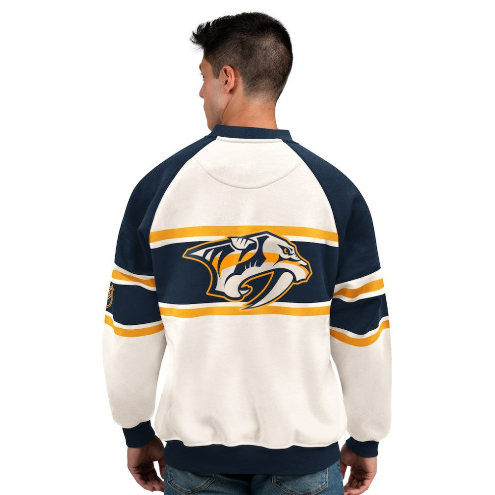 Nashville Predators Starter Male Adult Defense Fleece Crewneck Sweatshirt - White | NHL discount