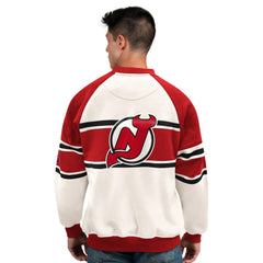 New Jersey Devils Starter Male Adult Defense Fleece Crewneck Sweatshirt - White | NHL near me