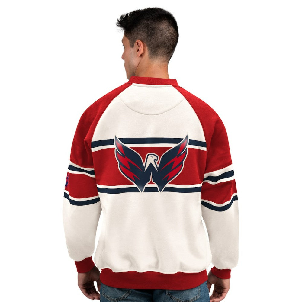 Washington Capitals Starter Male Adult Defense Fleece Crewneck Sweatshirt - White | NHL Clearance