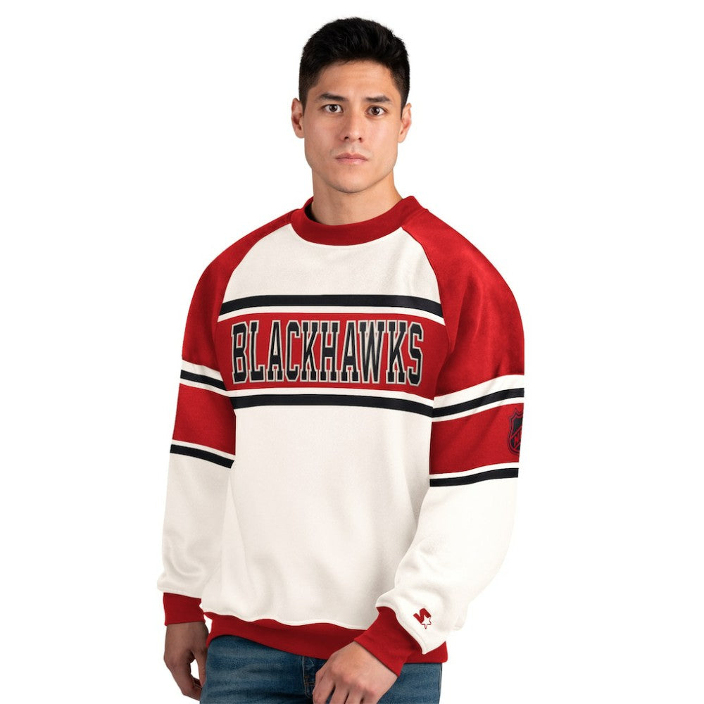 Chicago Blackhawks Starter Male Adult Defense Fleece Crewneck Sweatshirt - White | NHL discount