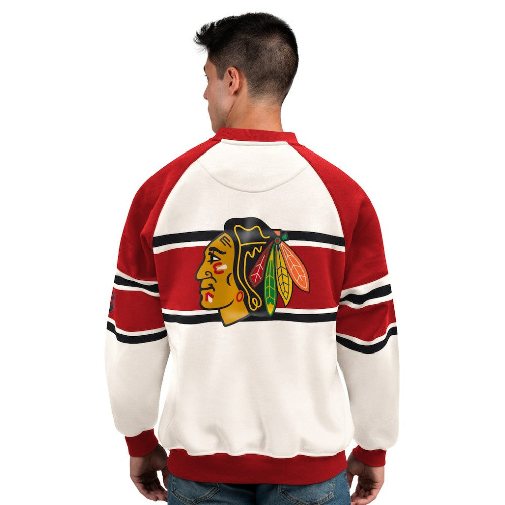 Chicago Blackhawks Starter Male Adult Defense Fleece Crewneck Sweatshirt - White | NHL discount