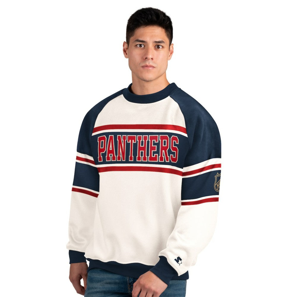 Florida Panthers Starter Male Adult Defense Fleece Crewneck Sweatshirt - White | NHL near me