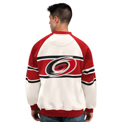 Carolina Hurricanes Starter Male Adult Defense Fleece Crewneck Sweatshirt - White | NHL Lifestyle