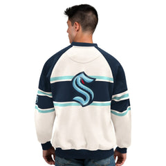 Seattle Kraken Starter Male Adult Defense Fleece Crewneck Sweatshirt - White | NHL discount