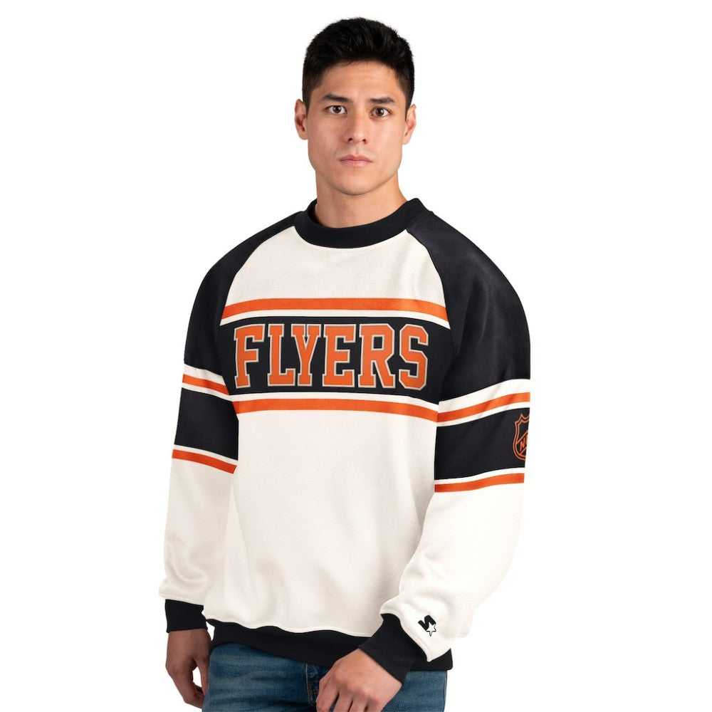Philadelphia Flyers Starter Male Adult Defense Fleece Crewneck Sweatshirt - White | NHL online