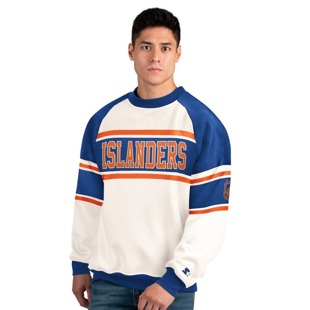 New York Islanders Starter Male Adult Defense Fleece Crewneck Sweatshirt - White | NHL on sale