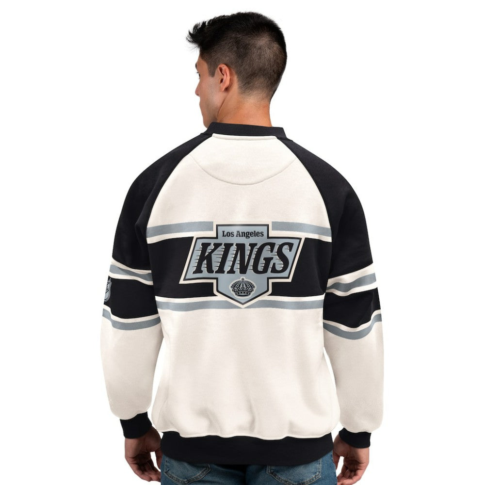 Los Angeles Kings Starter Male Adult Defense Fleece Crewneck Sweatshirt - White | NHL Clearance