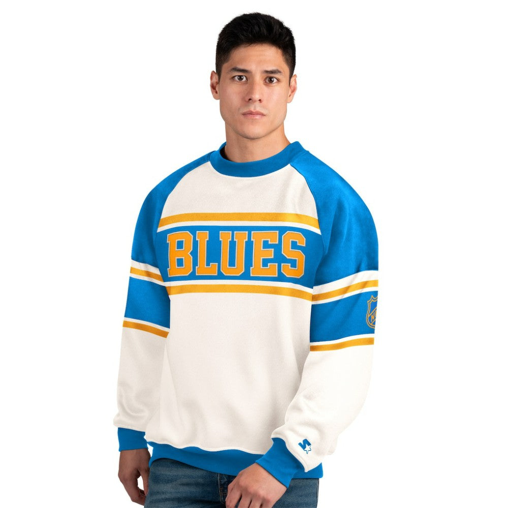 St. Louis Blues Starter Male Adult Defense Fleece Crewneck Sweatshirt - White | NHL near me