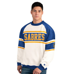 Buffalo Sabres Starter Male Adult Defense Fleece Crewneck Sweatshirt - White | NHL near me