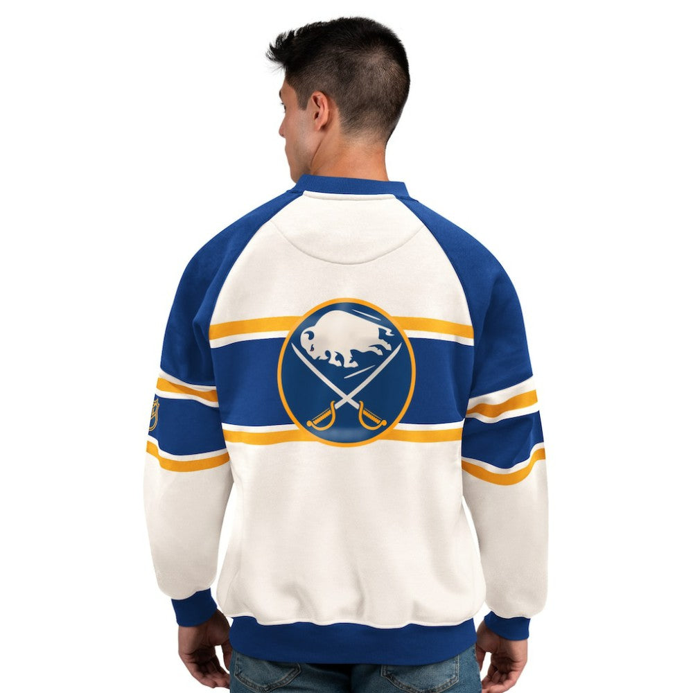 Buffalo Sabres Starter Male Adult Defense Fleece Crewneck Sweatshirt - White | NHL near me